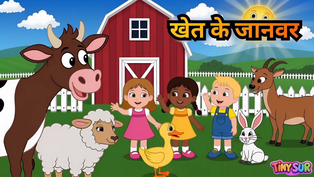 खेत के जानवर |  फार्म जानवरों की मज़ेदार राइम | Farm Animals Song for Kids | Hindi Nursery Rhymes