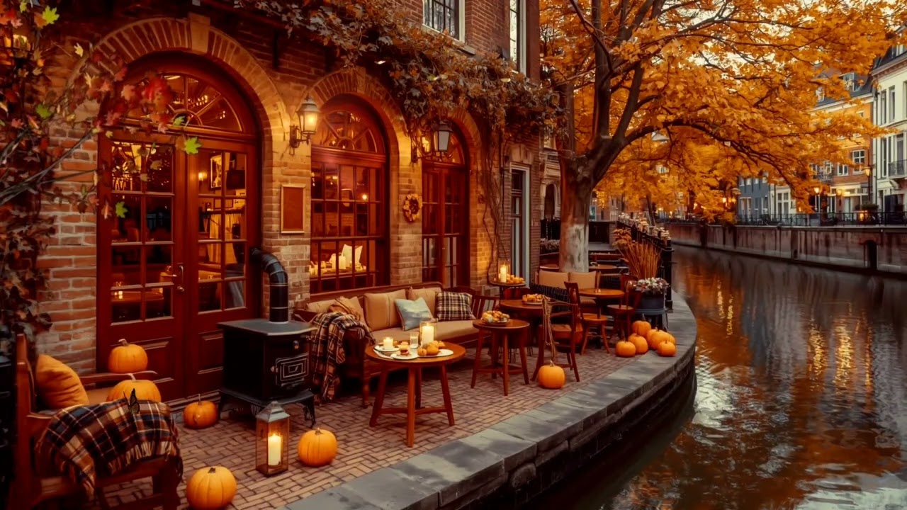 Relaxing Cafe Music 🍂 Cozy Autumn Ambience with Soft Piano for Study & Work