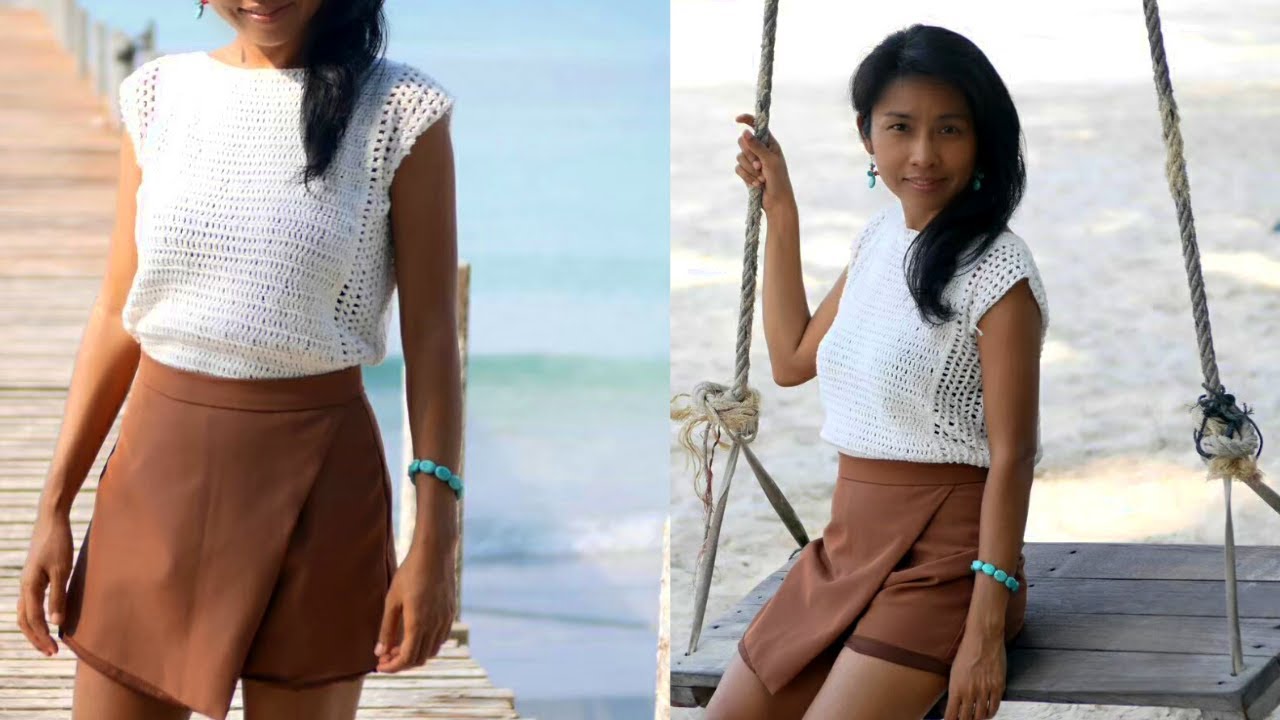 Beginner crochet summer top from 2 rectangle| All sizes