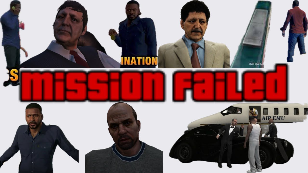GTA V Mission Failed Compilation - The Vice Assassination The Bus Assassination Eye in the sky