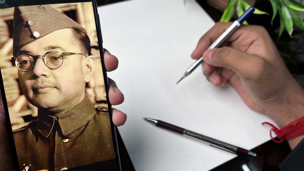 How To Draw Netaji Subhash Chandra Bose,  Netaji Drawing,  Step by step