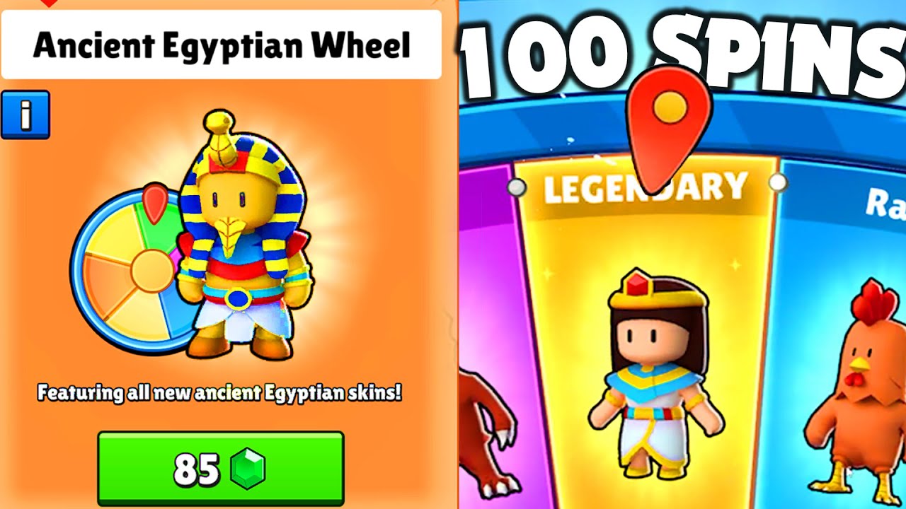 100 SPINS  *NEW* Ancient Egyptian Wheel in Stumble Guys