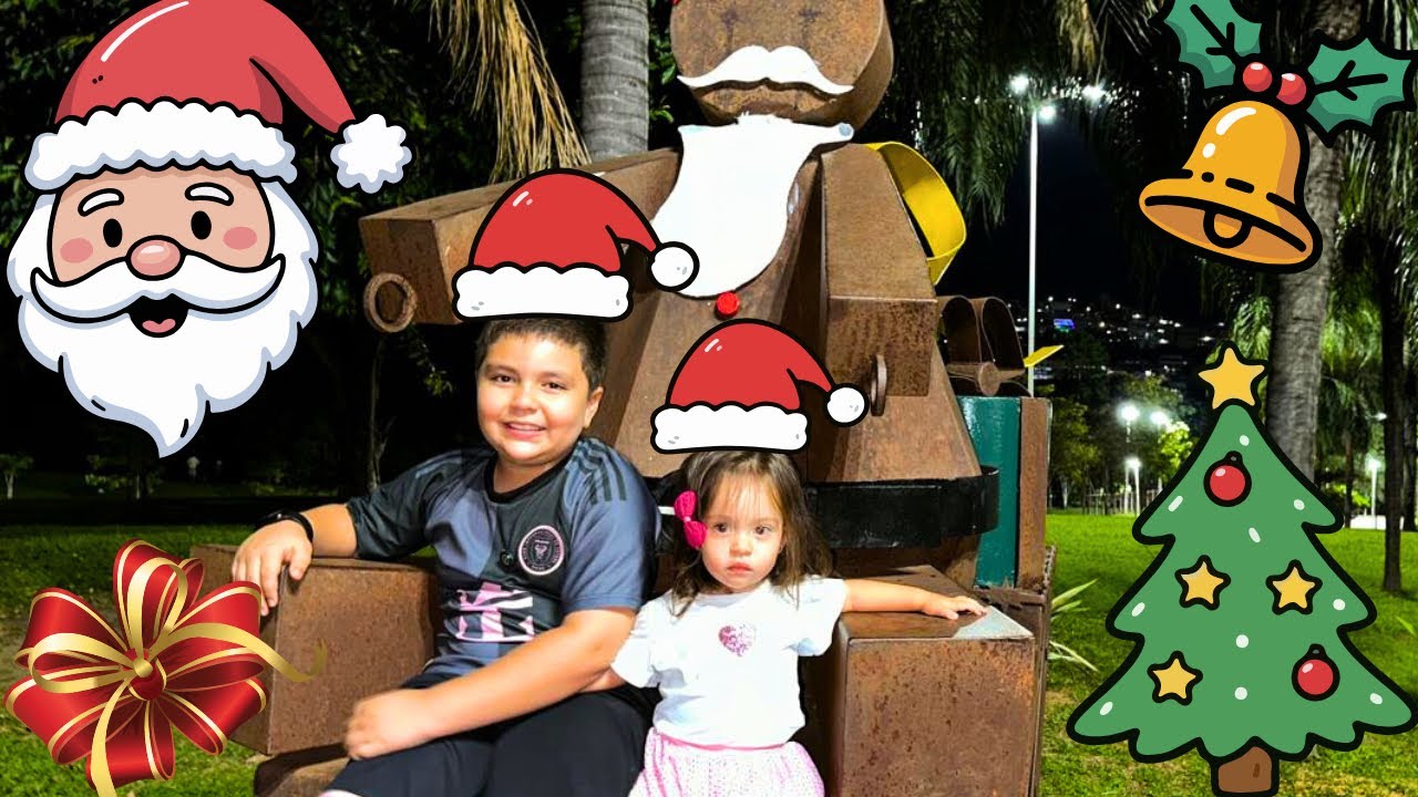 Kauã e Manu Vendo as Luzes de Natal da Cidade e Tirado Foto Com Papai Noel