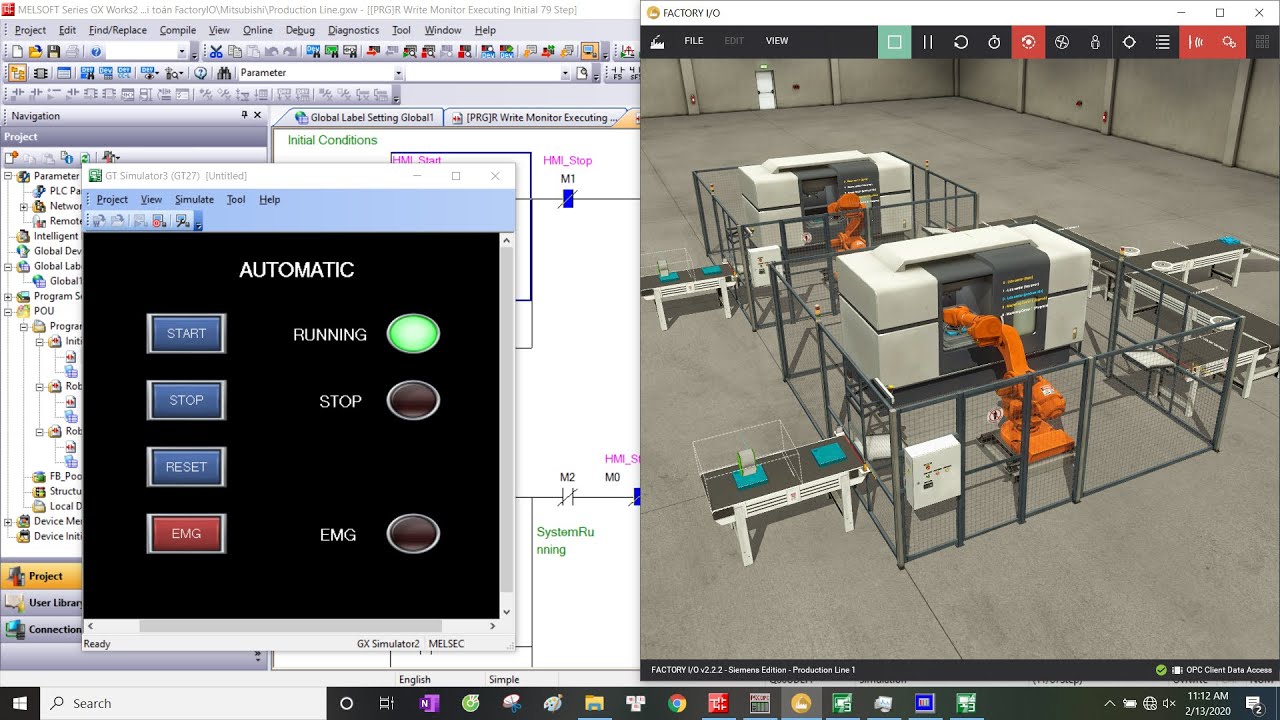 [GX Work 2 - Factory IO] - Production Line project | Lập trình PLC Mitsubishi