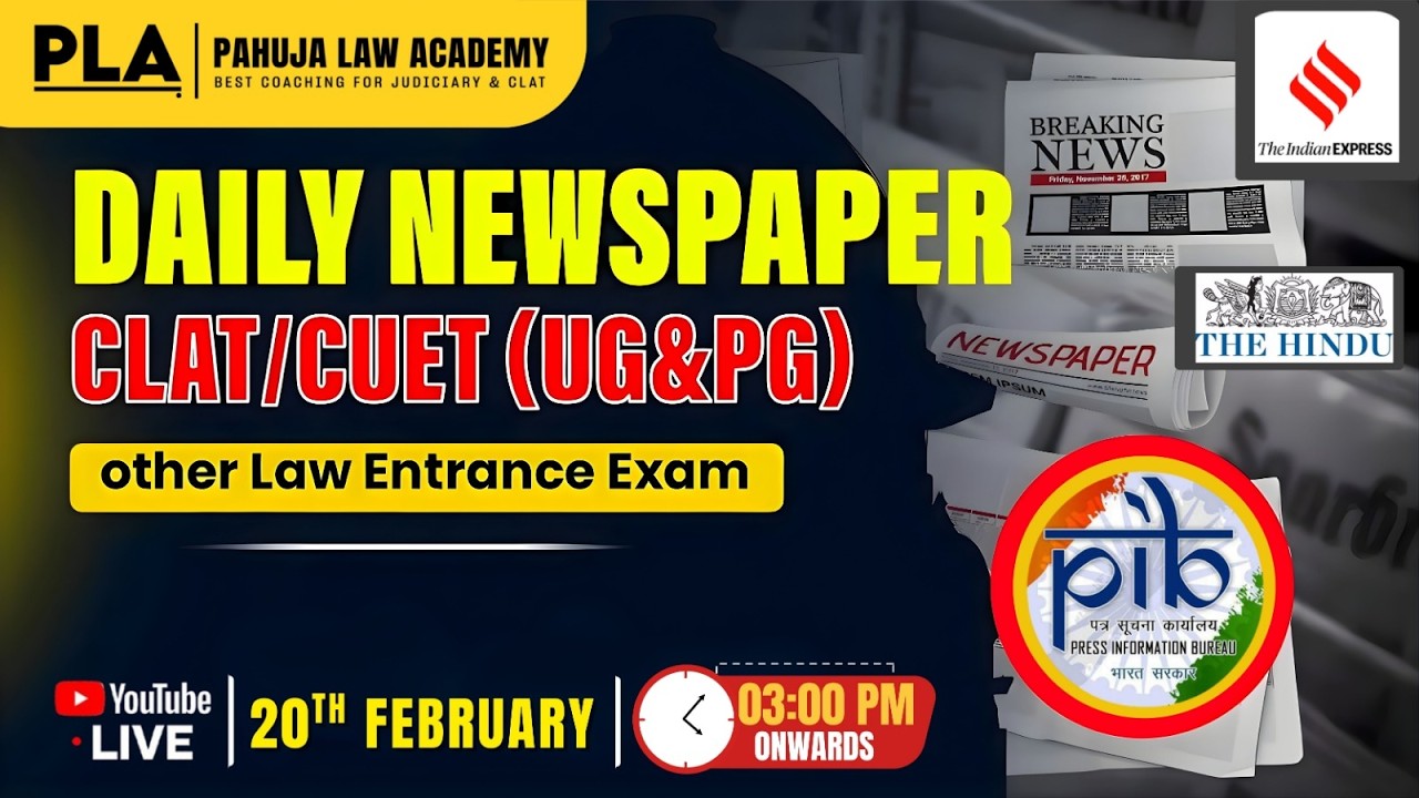 Daily The Hindu Newspaper CLAT/CUET(PG & UG) Other Law Entrance Exam l Pahuja Law Academy
