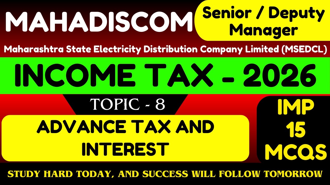 Advance Tax and Interest MCQ | Income Tax 2026 | Mahadiscom Manager Finance and Accounts | Mahagenco