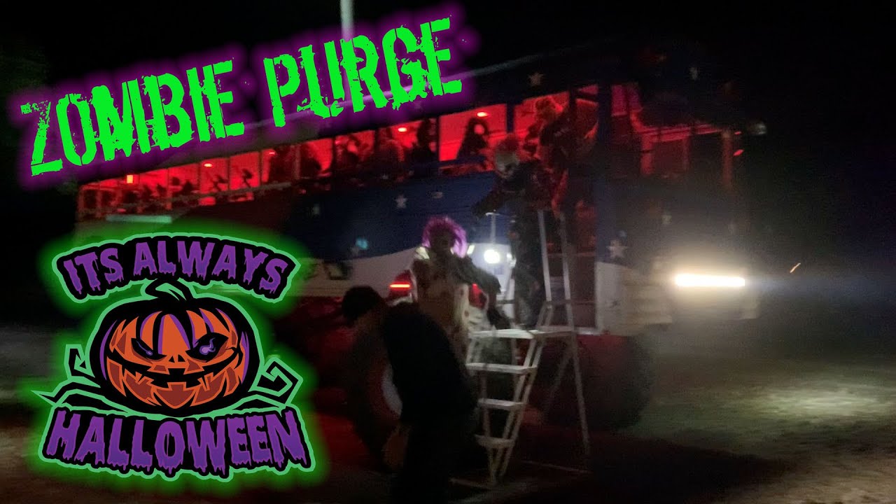 Halloween 2021 late season haunt - Zombie Purge paintball monster bus attraction
