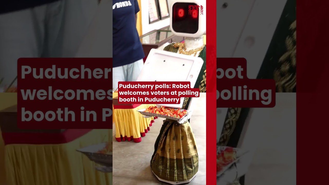 Puducherry polls: Robot welcomes voters at polling booth in Puducherry