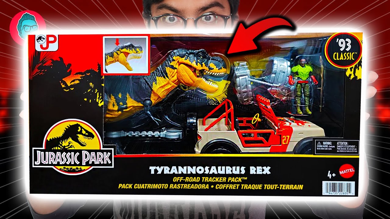 🔴🦖 Unboxing & Review YOUNG T-REX, JEEP, RAY ARNOLD -  JURASSIC PARK Mattel 93 Classic