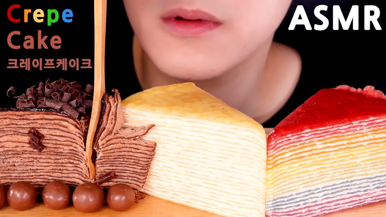 ASMR CrepeCake 크레이프케이크 クレープケーキ (eating sounds) 먹방 [mukbang] 咀嚼音