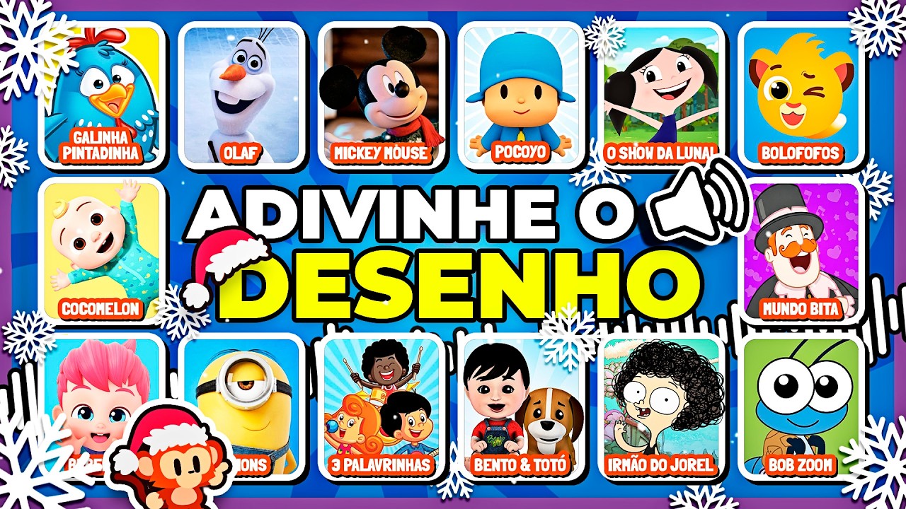 🔊 ADIVINHE PELA MÚSICA | ☃️🐔🐜👶🏻 DESENHOS INFANTIS Edição NATAL 🎅🏻🎄| #quiz #macaquiz