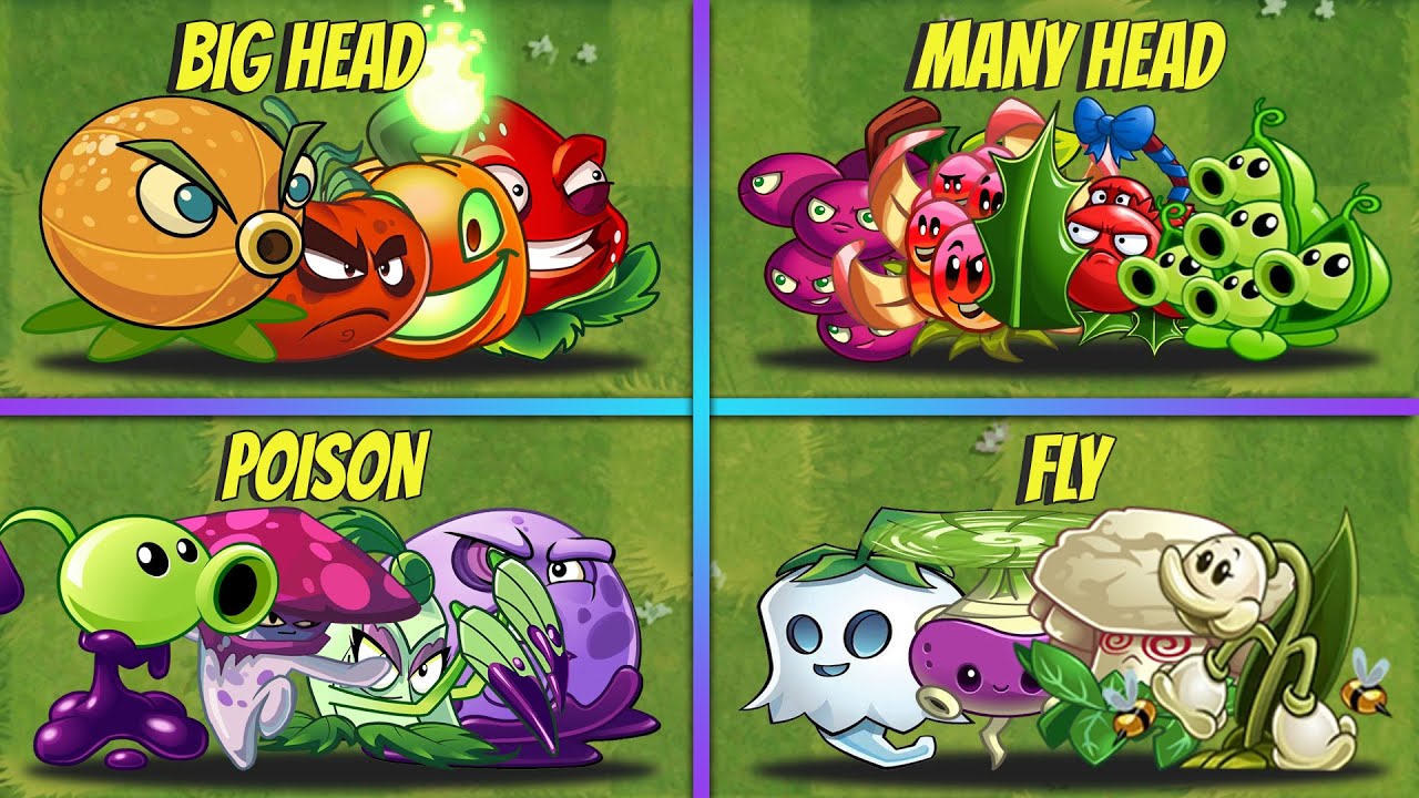 4 Team FLY x MANY HEAD x POISON x BIG HEAD Battlez - PvZ 2 Team Plants vs Team Plants