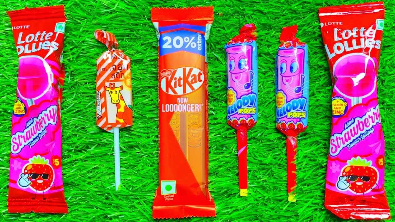 ASMR Most Popular Candys / some lots of colorful rainbow lollipop candy / unpacking chocolate eat