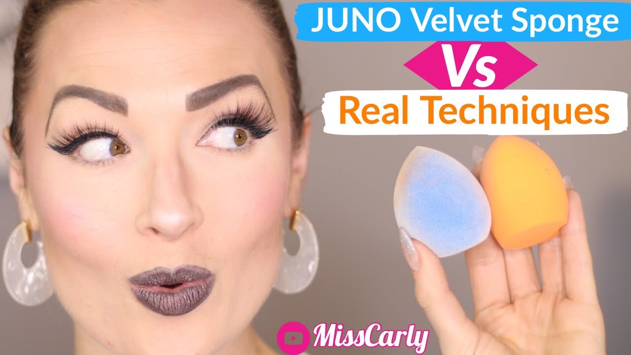✨Tutorial: 💙JUNO Velvet Sponge💙 VS 🧡Real Techniques🧡 Which IS BETTER?!