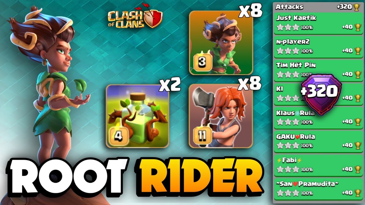 +320 OVERPOWER Spam Strategy🔴ROOT RIDER Spam With Overgrowth Spell🔴TH16 Attack Strategy🔴ClashOfClans