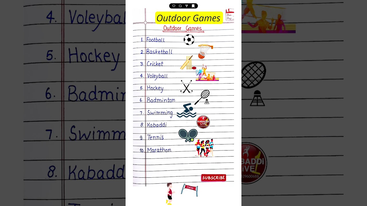 10 Outdoor Games Name in English Learn Outdoor Games Name | Outdoor Game #shorts #game #viral