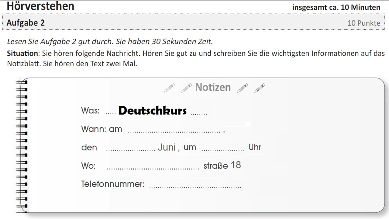ÖSD A1 HÖRVERSTEHEN │ AUFGABE 2 │ EIN NEUES BEISPIEL │ LISTENING TASK │ PART 2
