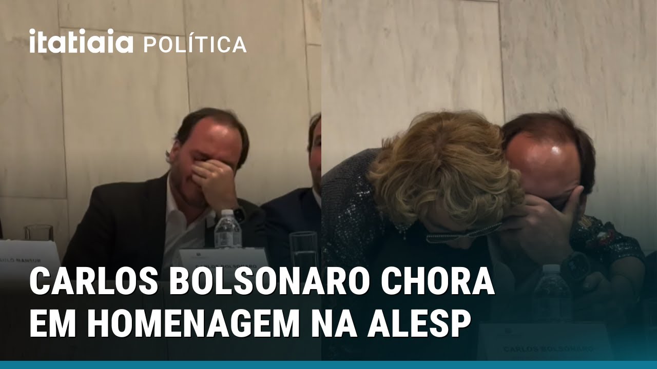 CARLOS BOLSONARO CHORA EM HOMENAGEM NA ALESP