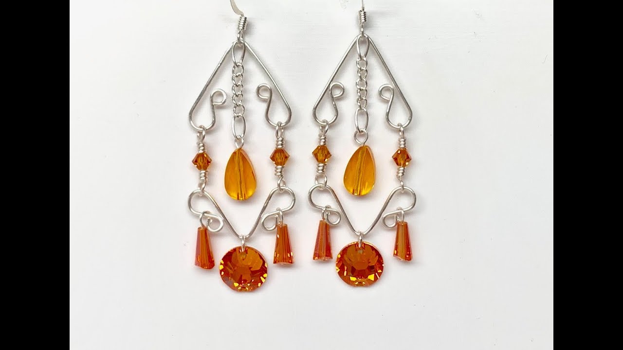 Facebook Live 7/5 Tangerine Swarovski Wire Dangle Earrings