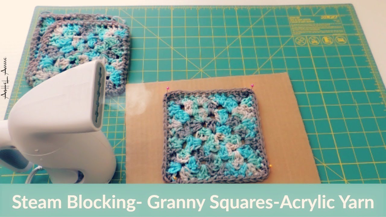 How to Steam Block Acrylic Yarn/Granny Squares