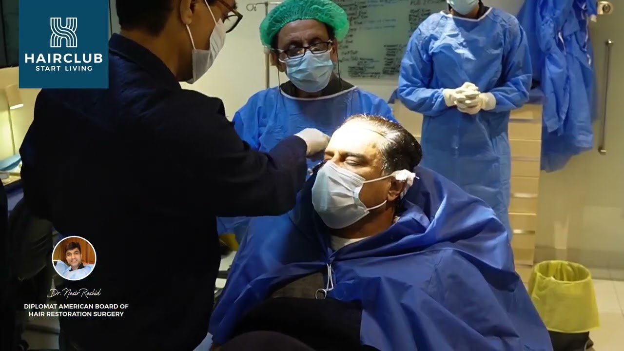 Waqar Younis gets Hybrid FUE Hair Transplant with DHI Technology by Dr. Nasir Rashid at Hair Club