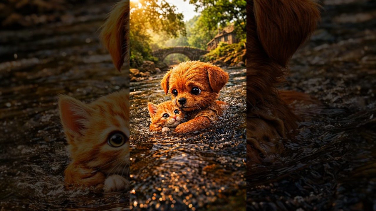Tiny Puppy Saves Drowning Kitten 😭 Brave Dog Rescue Story