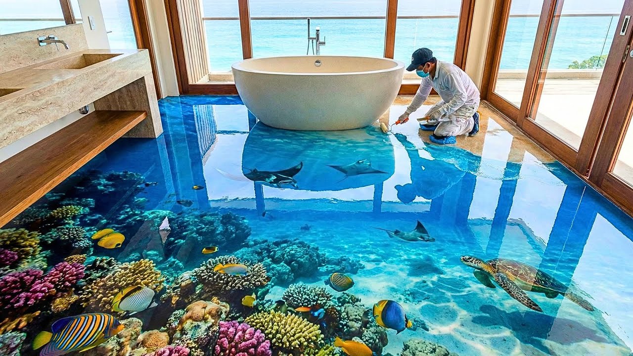 Top 8 Breathtaking 3D Epoxy Floors Featuring Ocean Themes and Resin Pours for Bathrooms