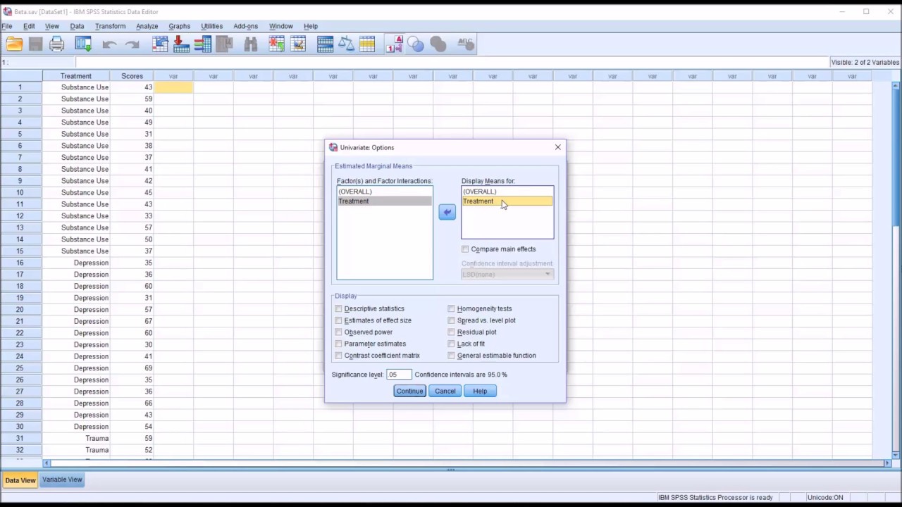 Calculating Power and Probability of Type II Error (Beta) Value in SPSS