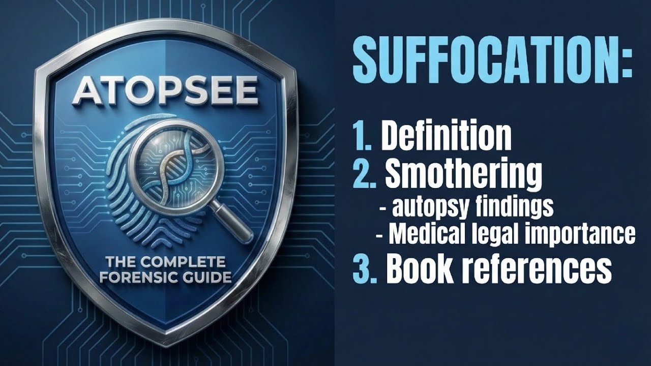 Suffocation: defination, Smothering, autopsy findings, medicolegal importance 