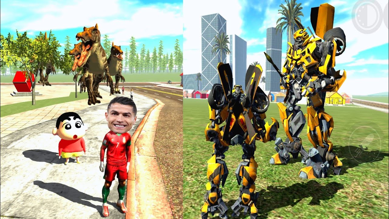 Ronaldo vs Dinosaur 🦖 আমাদের শহরে রোবট আক্রমণ! 🤖🔥| Indian Bike Driving 3D 