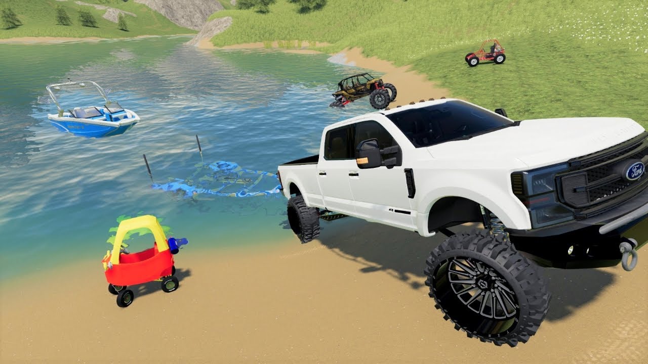 A day boating at our Mansion on the lake | Farming Simulator 19 camping and mudding