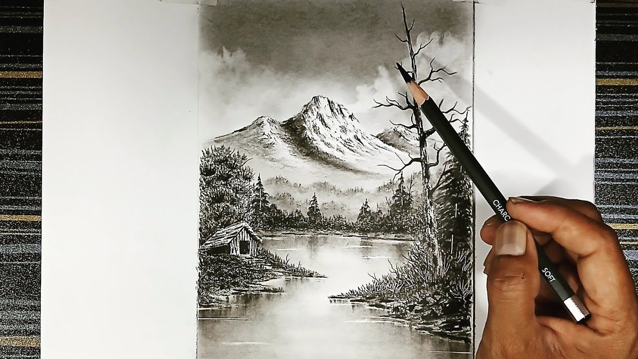 How to draw beautiful landscape by pencils with easy ways.