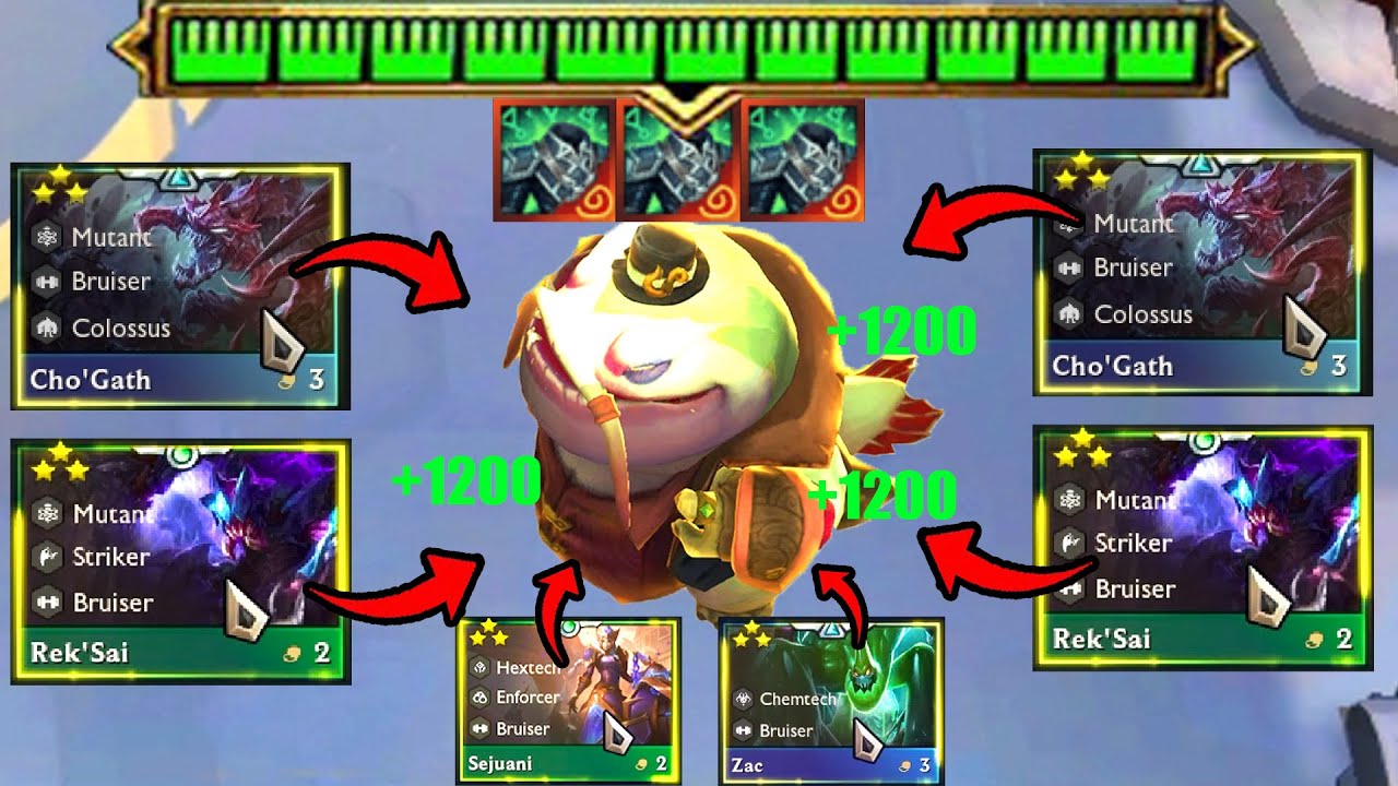 How I Feed Tahm eats 2x Chogath 3 Star + 2x RekSai 3 star + Zac 3 star+ Sejuani 3 Star | TFT Set 6.5