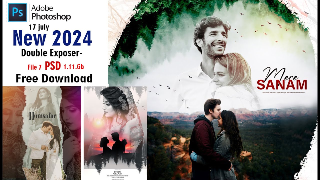 Double exposure in photoshop | photoshop tutorial in hindi | 2024/Download psd wedding
