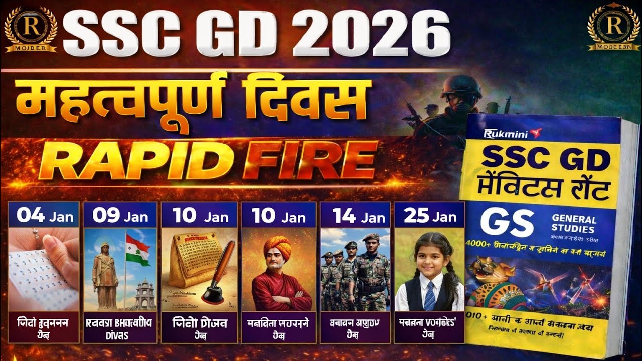 SSC GD GK GS Class 2026 | महत्वपूर्ण दिवस 2 | SSC GD GK GS Rapid Fire 21 | GK GS By SSC GD #sscgd