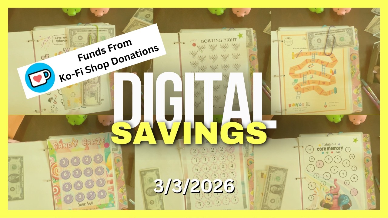 SAVING $30 IN MY DIGITAL SAVINGS BINDER | USING KO-FI DONATIONS
