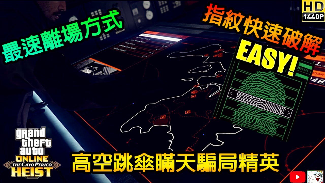 【GTA5】佩里克島搶劫攻略 最速離場方式 指紋快速破解教學 技術性高空跳傘 瞞天騙局 Cayo Perico Heist The Halo Jump Big Con