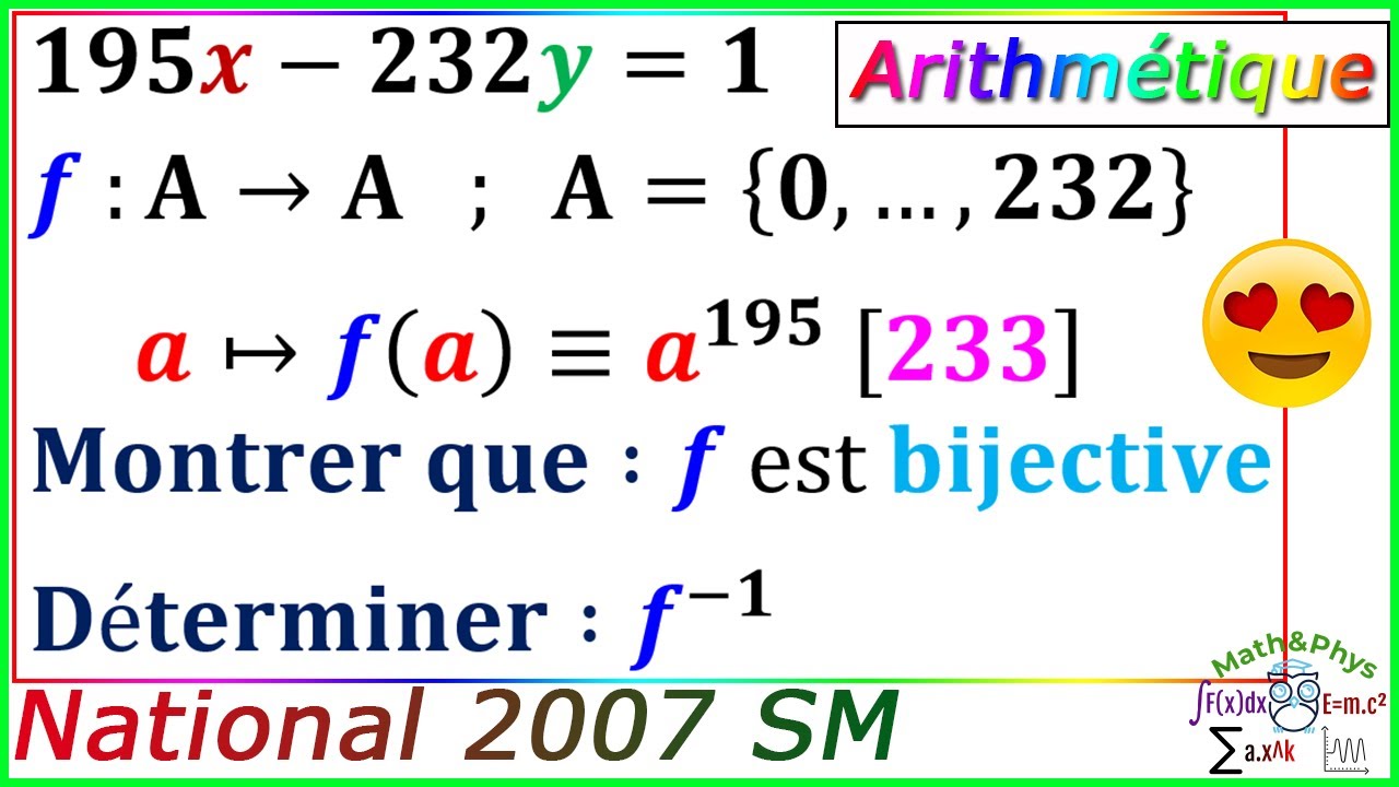 Arithmétique dans Z - Équation Diophantienne - Division Euclidienne - Examen National 2007 SM