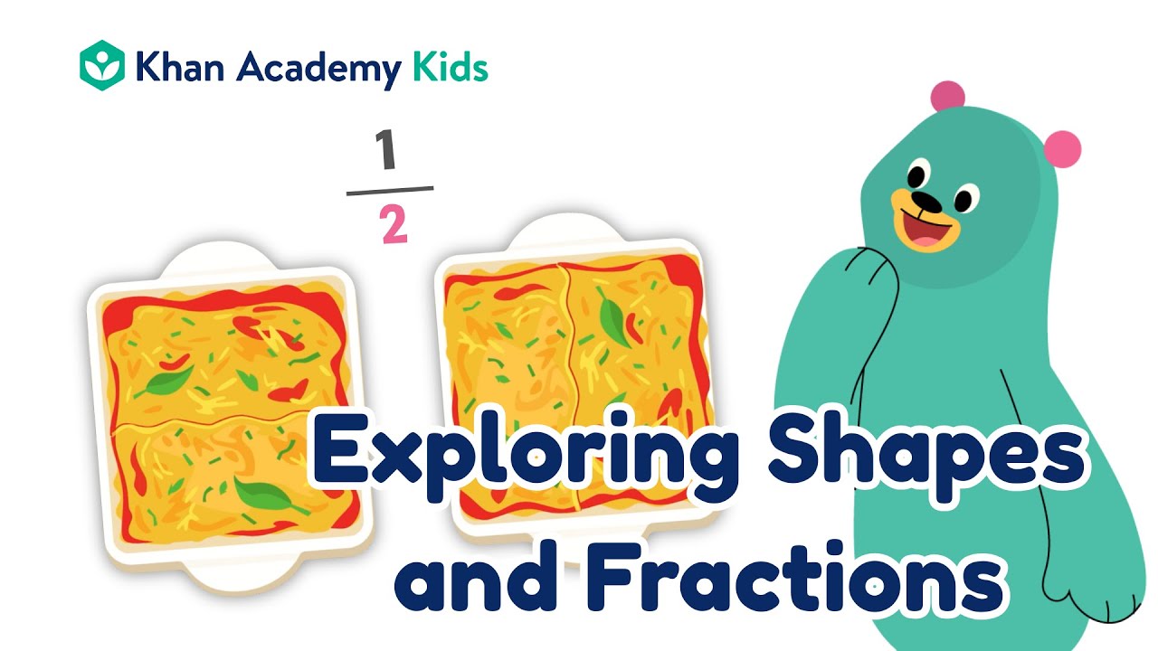 Дроби для детей (половины и четверти) с геометрическими фигурами | Khan Academy Kids