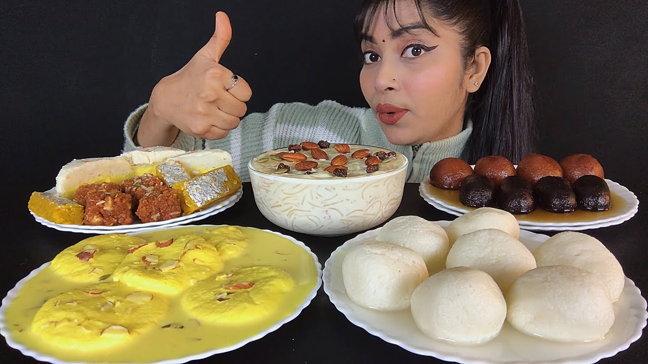 ASMR EATING RUSMALAI RUSGULLA GULAB JAMUN KALA JAMUN CHENA SEWAI | INDIAN SWEETS | SWEET MUKBANG
