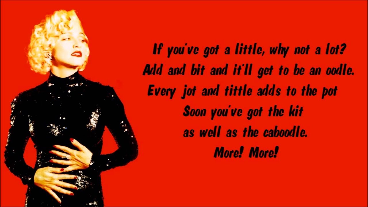 Madonna - More Karaoke / Instrumental with lyrics on screen