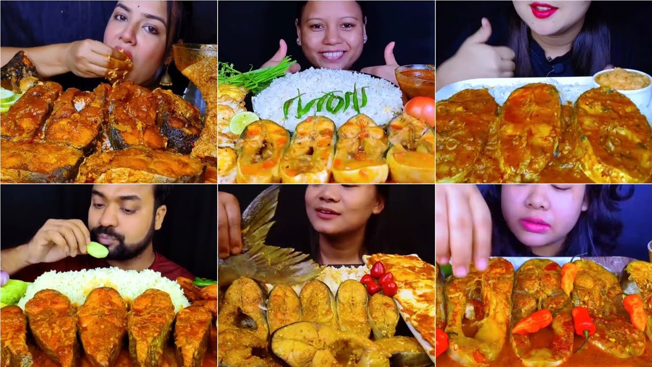 Asmr Eating 🔥Oily Fatty (PANGAS) Fish Rohu Fish Curry with Rice 😋👌Machli Bhat Eating Show 😋 Mukbang 