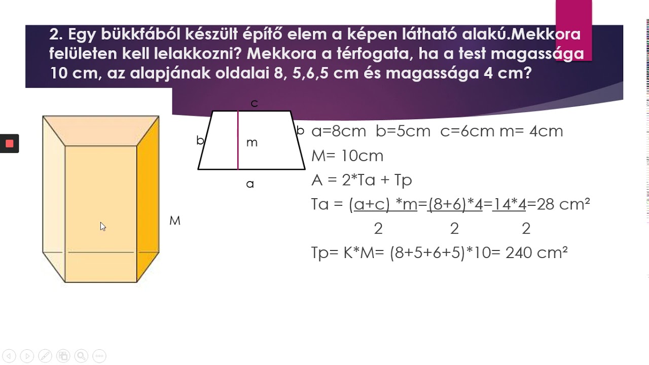 Hasábok felszíne és térfogata
