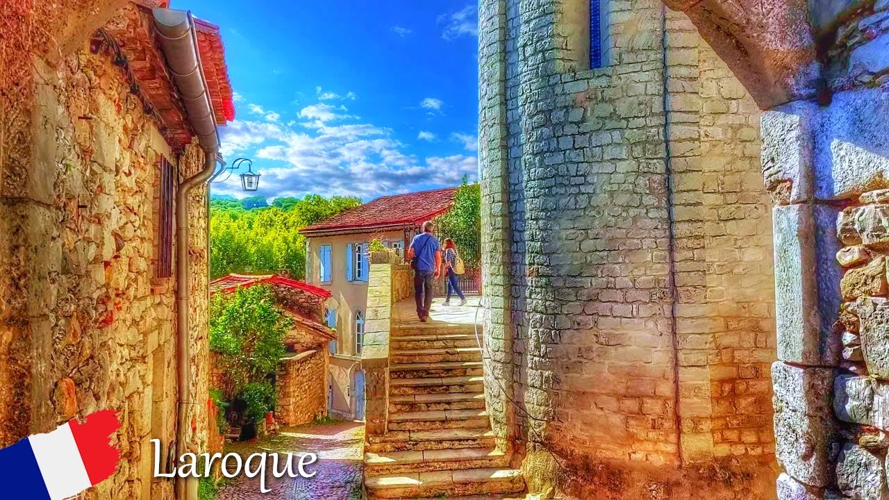 Laroque France 🇫🇷 French Village Tour 🌞 Beautiful Fortified Medieval Villages 🌷 4K Walk