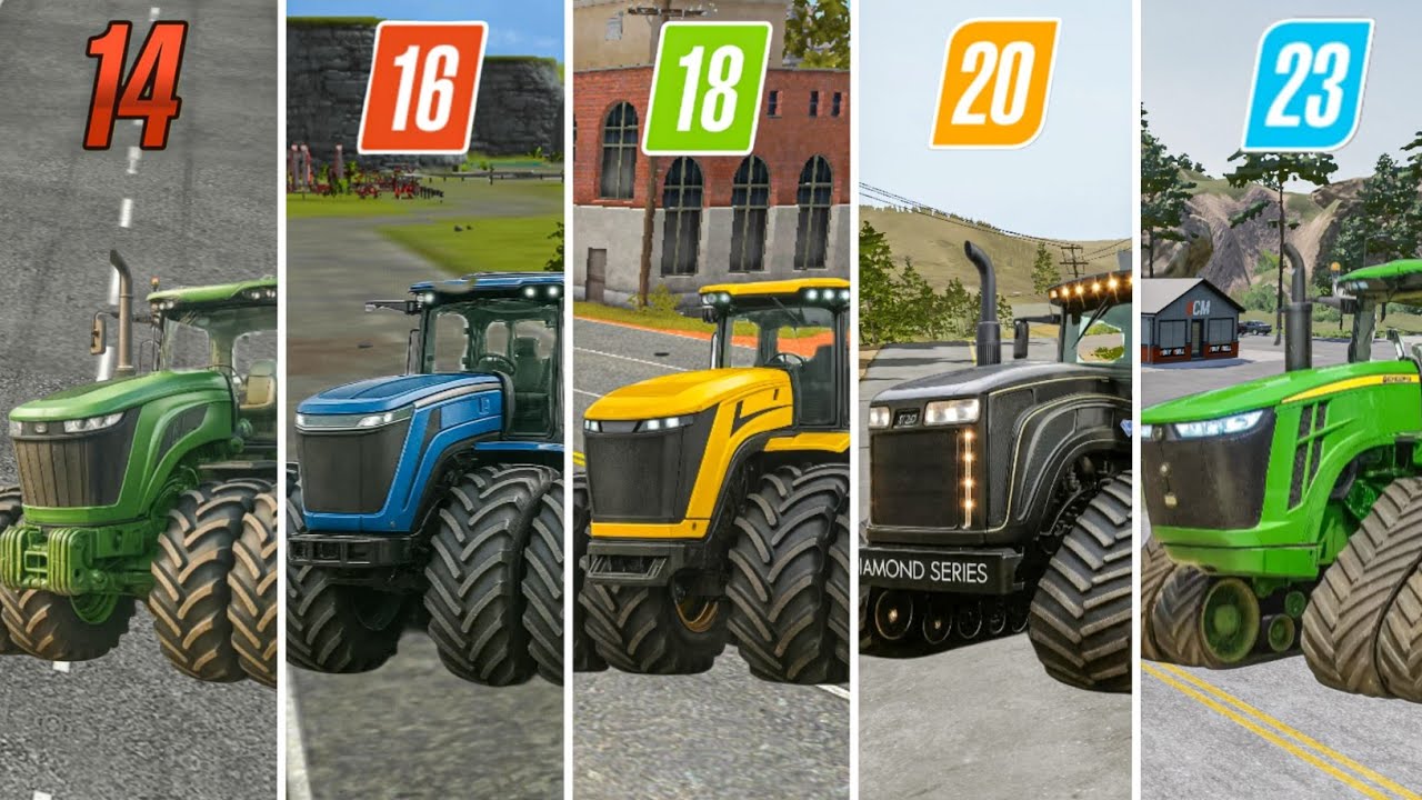 Fs14 vs Fs16 vs Fs18 vs Fs20 vs Fs23 | Big Tractor Compare Gameplay | Timelapse
