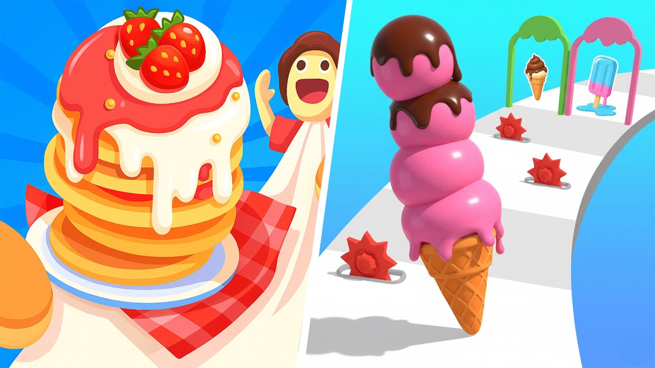 Stacky Ice Cream Runner VS Pancake Run - All Level Gameplay Android iOS New Update Ep106