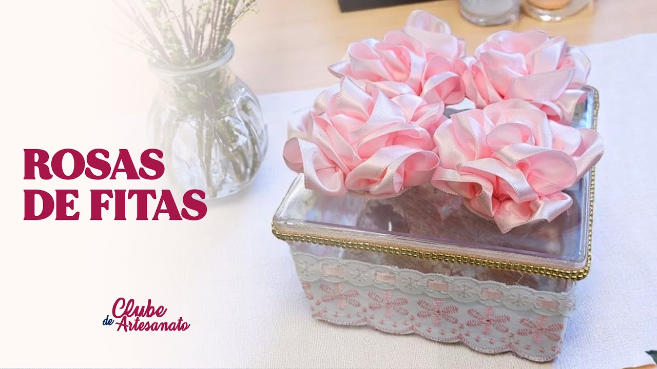 Caixa Decorada com Flor de Cetim Passo a Passo – Artesanato Fácil e Lindo!