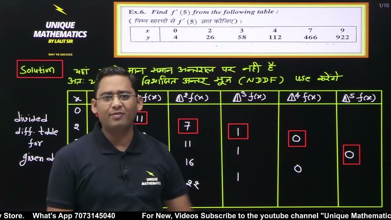 Numerical Differentiation by Newton's Divided Difference Formula | Numerical Analysis