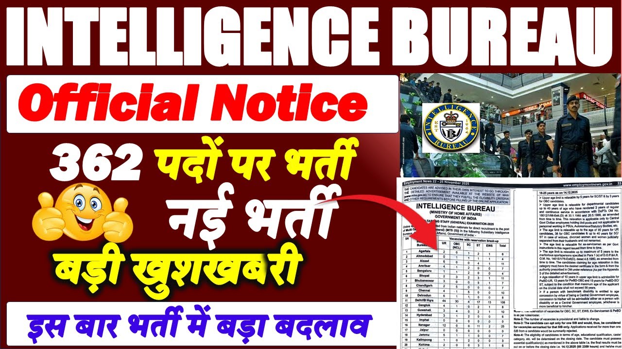 🔴 IB MTS Recruitment 2025 | New Recruitment for 362 Posts | Official Update | Big Recruitment in ...