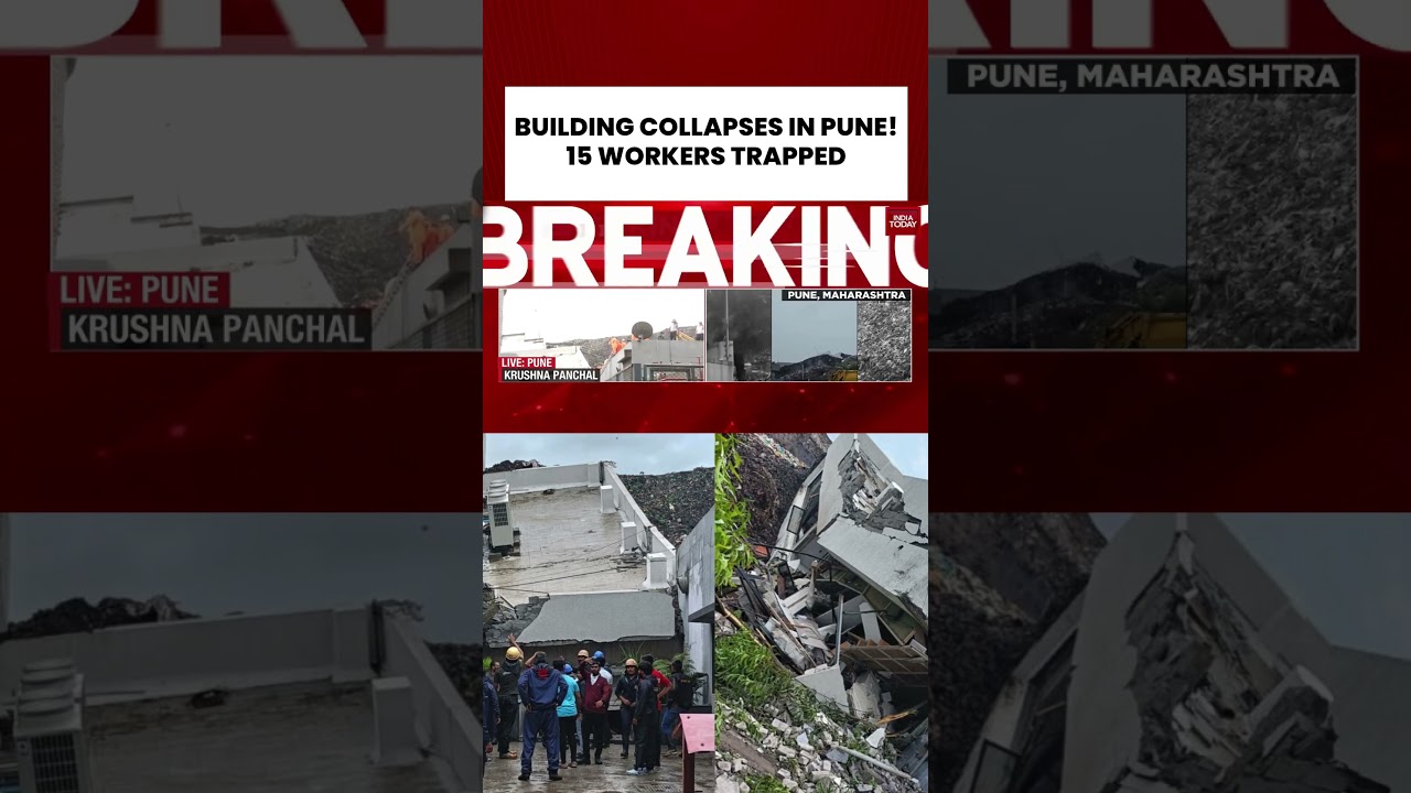 Breaking: Building Collapses in Pune! 15 Workers Trapped | NDRF at Spot #rain #building #collaps